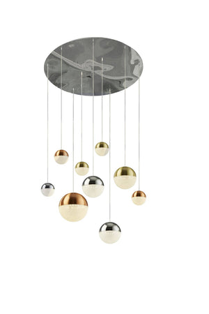 Planets 7Lt Multi-Drop - Copper, Chrome & Satin Brass - Comet Lighting