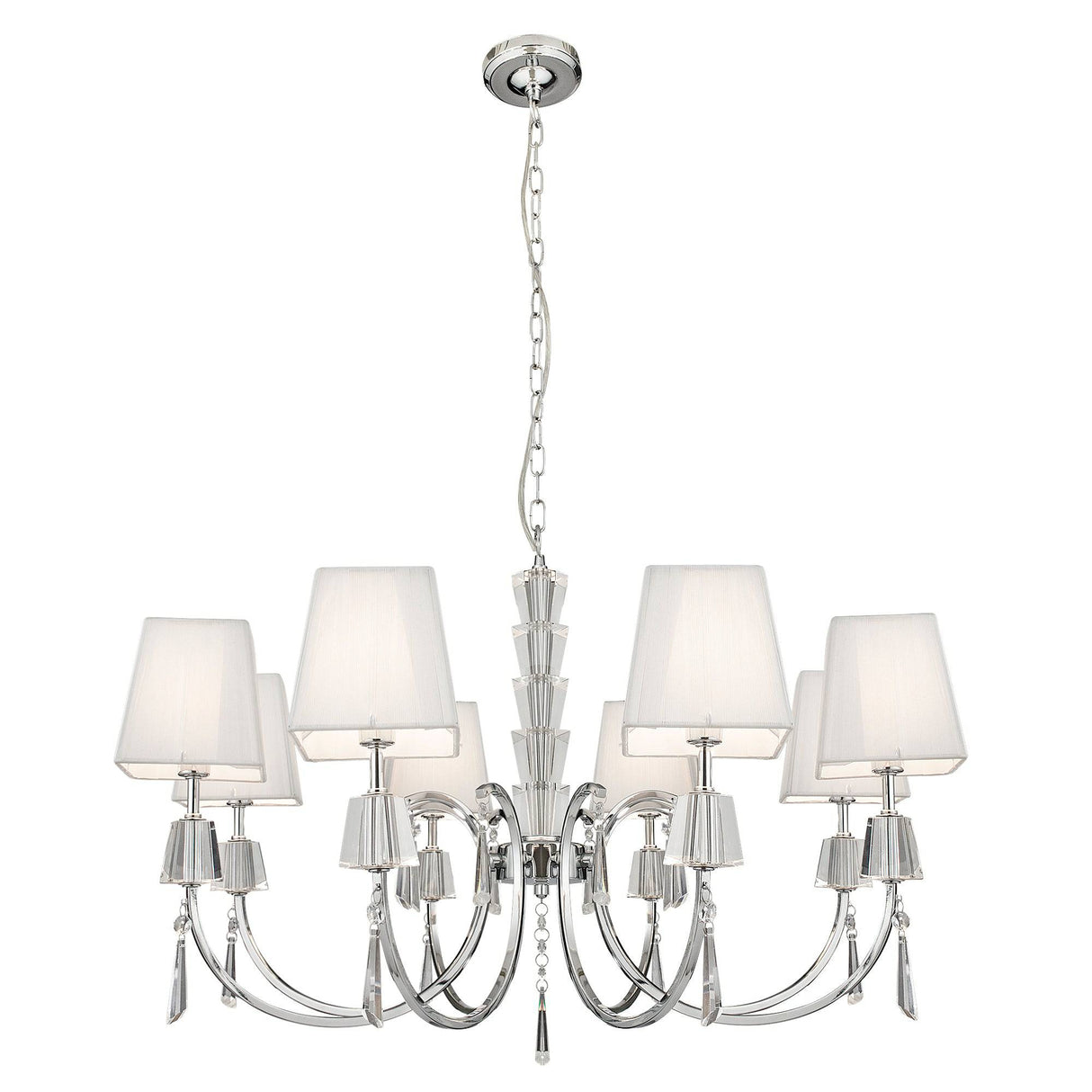 Portico 8Lt Pendant - Chrome Metal, Acrylic & String Shades - Comet Lighting