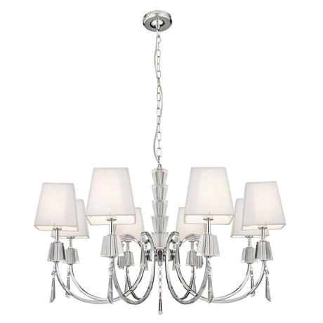 Portico 8Lt Pendant - Chrome Metal, Acrylic & String Shades - Comet Lighting