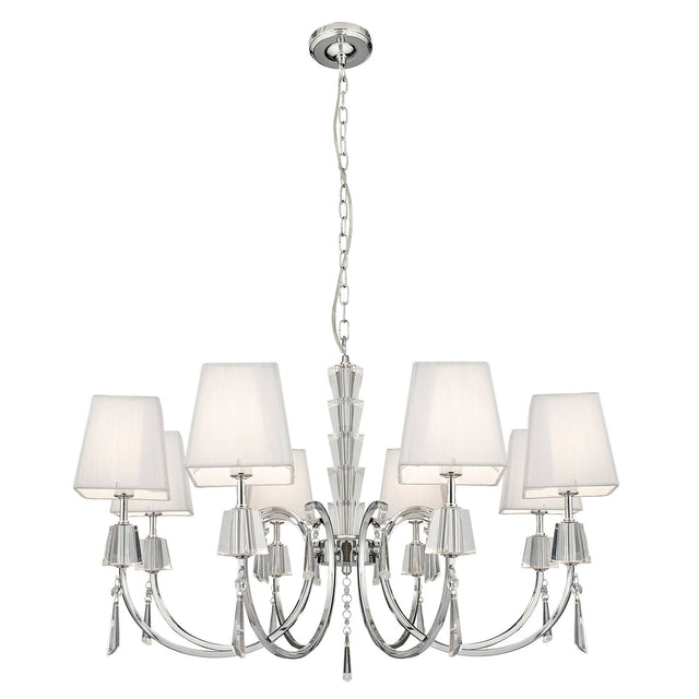 Portico 8Lt Pendant - Chrome Metal, Acrylic & String Shades - Comet Lighting