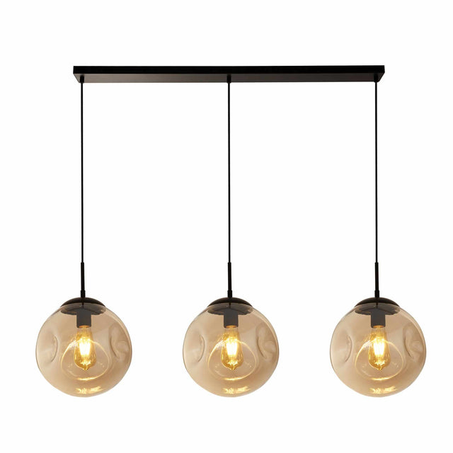 Punch 3Lt Bar Pendant- Black Metal & Champagne Punched Glass - Comet Lighting