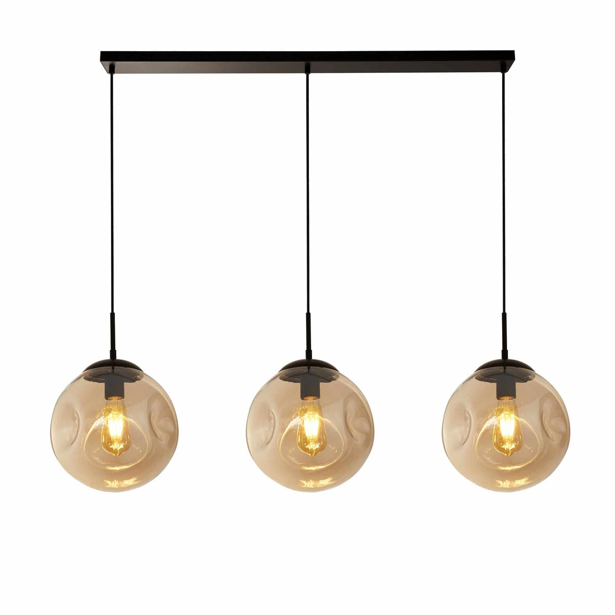 Punch 3Lt Bar Pendant- Black Metal & Champagne Punched Glass - Comet Lighting
