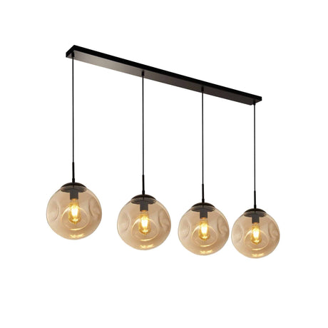 Punch 4Lt Bar Pendant- Black Metal & Champagne Punched Glass - Comet Lighting