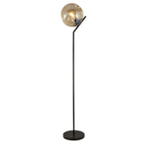 Punch Floor Lamp - Black Metal & Champagne Punched Glass - Comet Lighting