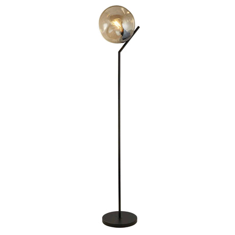 Punch Floor Lamp - Black Metal & Champagne Punched Glass - Comet Lighting