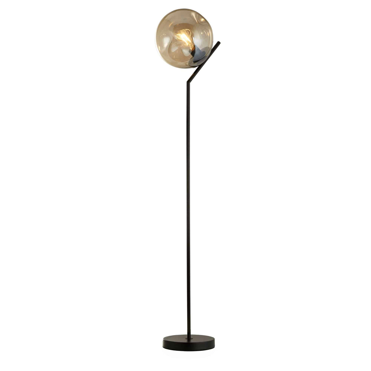 Punch Floor Lamp - Black Metal & Champagne Punched Glass - Comet Lighting