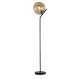 Punch Floor Lamp - Black Metal & Champagne Punched Glass - Comet Lighting