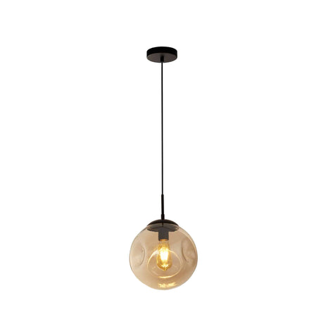 Punch Pendant - Black Metal & Champagne Punched Glass - Comet Lighting