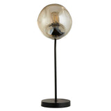 Punch Table Lamp - Black Metal & Champagne Punched Glass - Comet Lighting