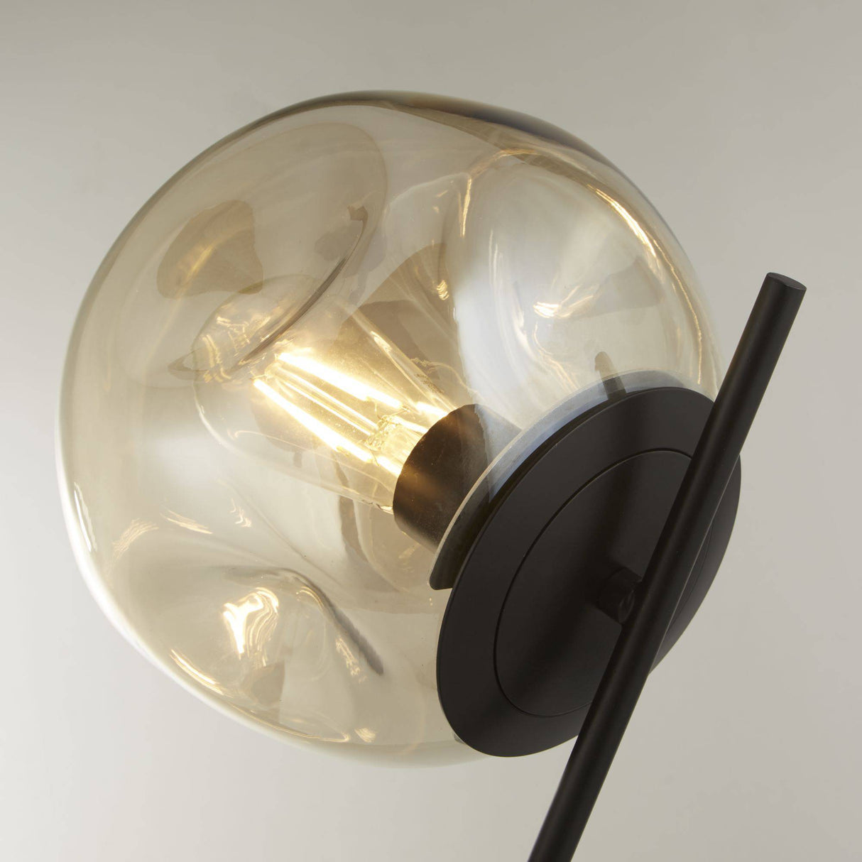 Punch Table Lamp - Black Metal & Champagne Punched Glass - Comet Lighting