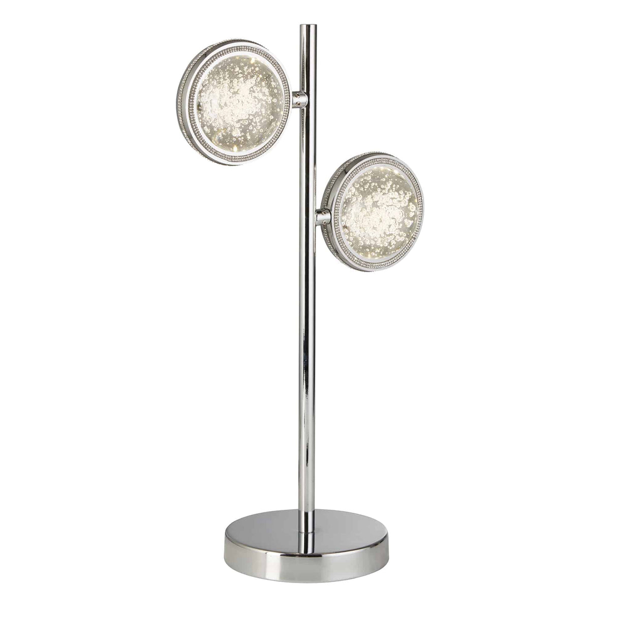 Quartz 2Lt Table Lamp - Chrome & Bubble Glass - Comet Lighting