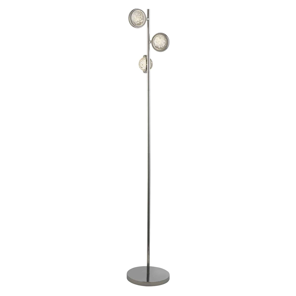 Quartz 3Lt Floor Lamp - Chrome & Bubble Glass - Comet Lighting