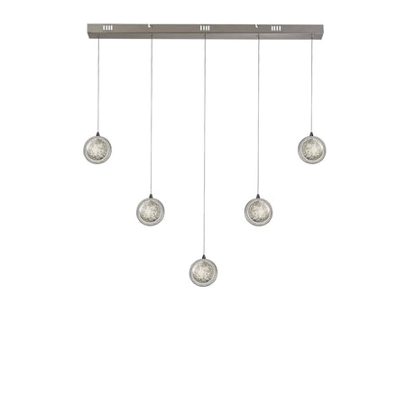 Quartz 5Lt Bar Ceiling Pendant - Chrome & Bubble Glass - Comet Lighting