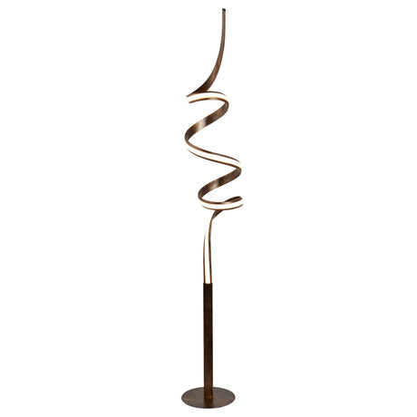 Ribbon LED Twist Floor Lamp - Rustic Black/Gold Metal & Opal - Comet Lighting