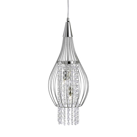 Rocket 2Lt Pendant - Chrome Metal & Crystal - Comet Lighting