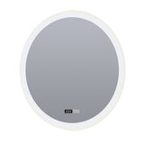 Round Bathroom Mirror - Digital Clock, Demister - Comet Lighting