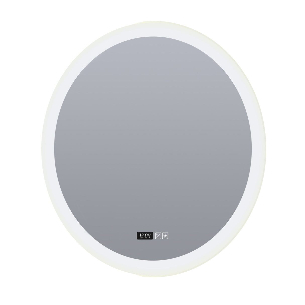 Round Bathroom Mirror - Digital Clock, Demister - Comet Lighting