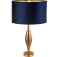 Rye Table Lamp - Antique Brass Metal & Navy Velvet Shade - Comet Lighting