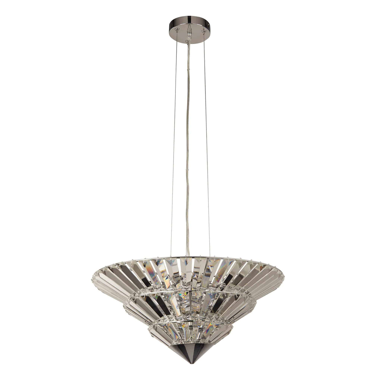 Savannah 8Lt Pendant To Flush - Chrome Metal & Clear Crystal - Comet Lighting