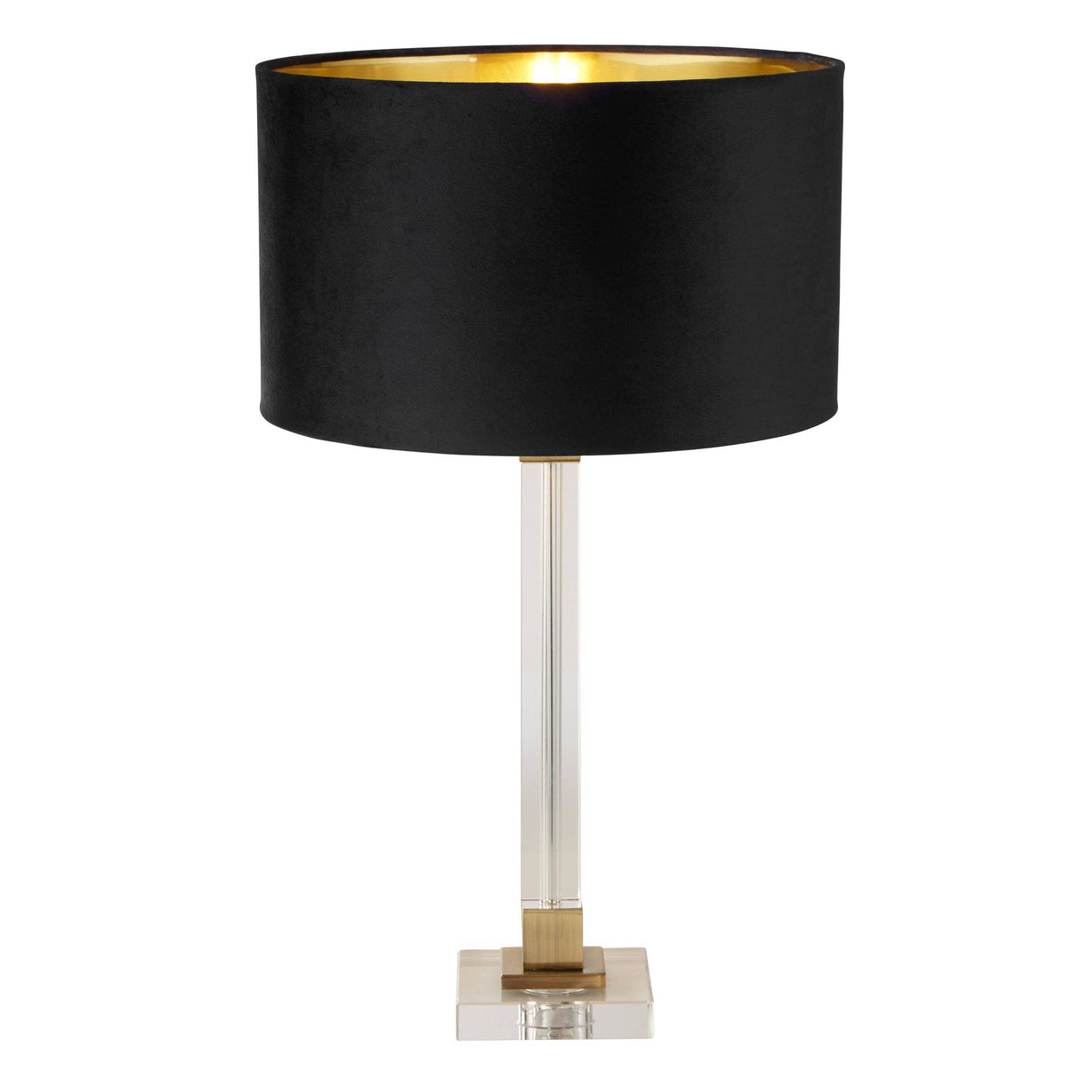 Scarborough Table Lamp - Crystal, Brass Metal & Black Velvet - Comet Lighting