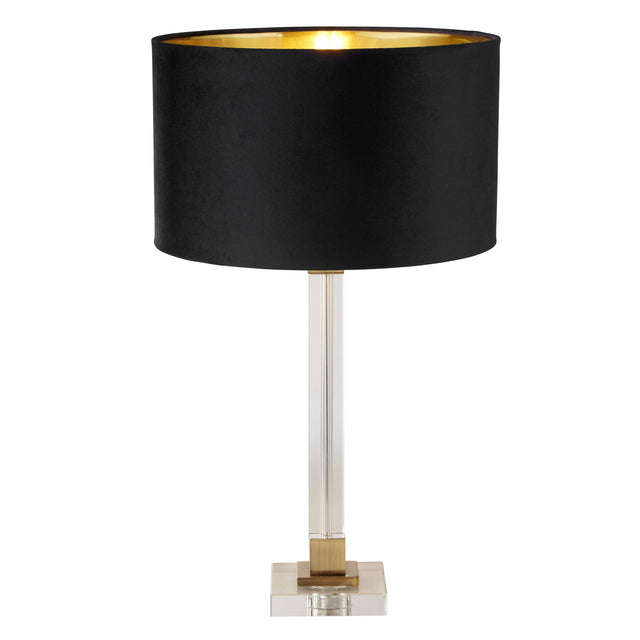 Scarborough Table Lamp - Crystal, Brass Metal & Black Velvet - Comet Lighting