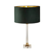 Scarborough Table Lamp - Crystal, Brass Metal & Green Velvet - Comet Lighting