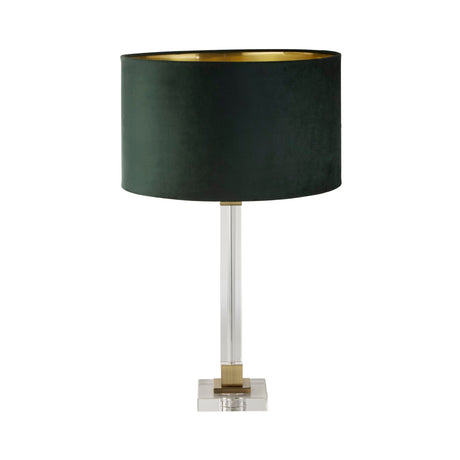 Scarborough Table Lamp - Crystal, Brass Metal & Green Velvet - Comet Lighting