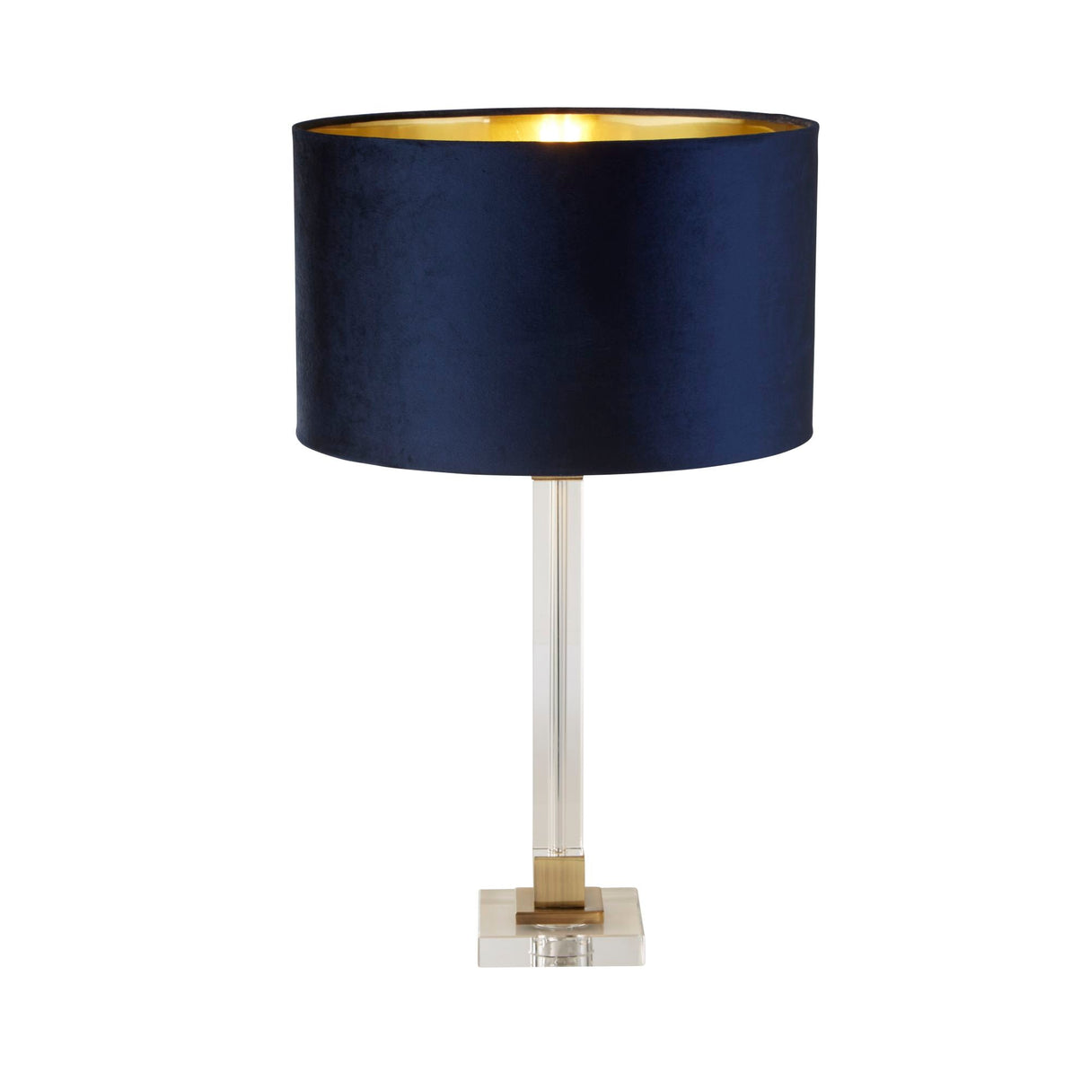 Scarborough Table Lamp - Crystal, Brass Metal & Navy Velvet - Comet Lighting