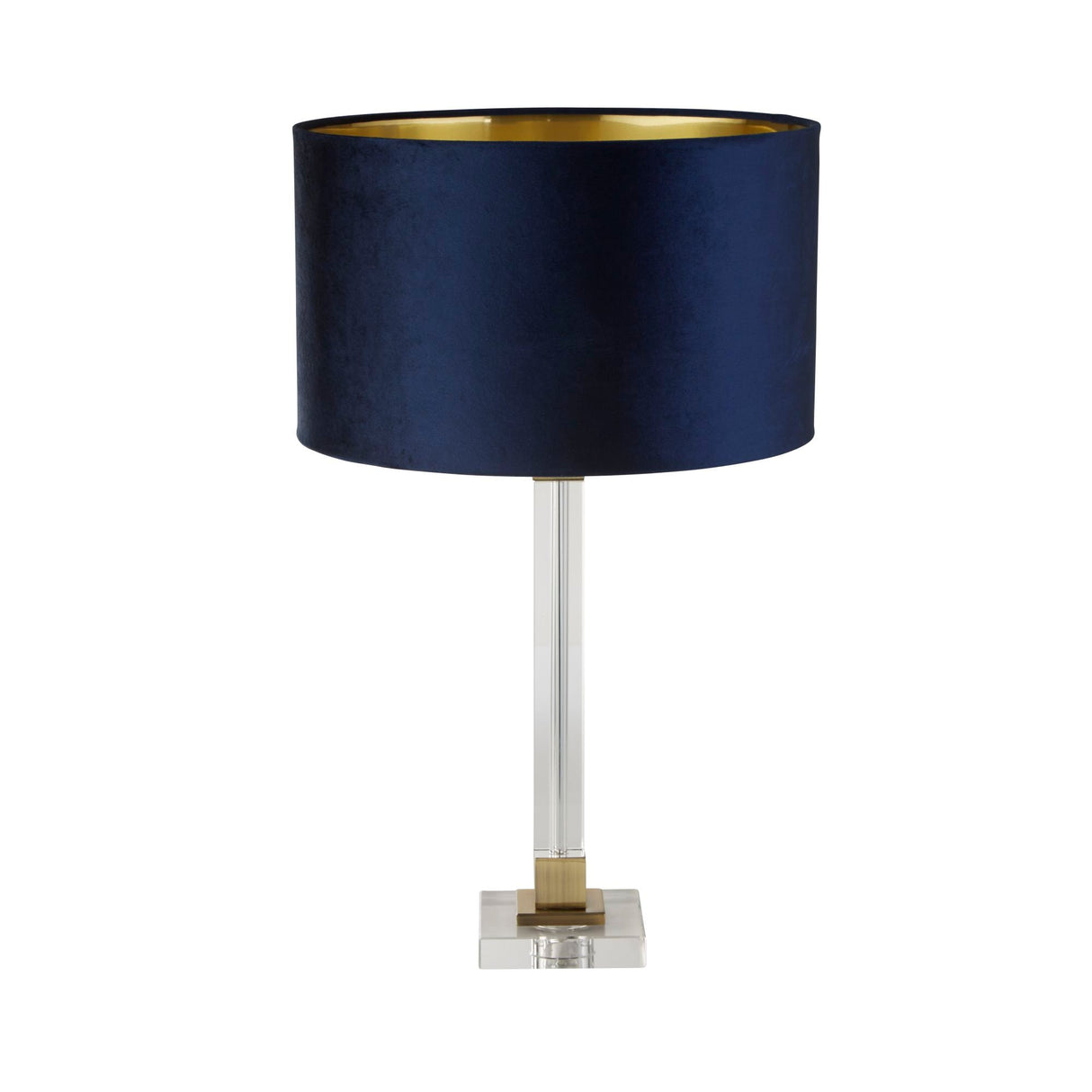 Scarborough Table Lamp - Crystal, Brass Metal & Navy Velvet - Comet Lighting