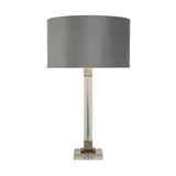 Scarborough Table Lamp - Crystal, Satin Nickel & Grey Velvet - Comet Lighting