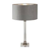 Scarborough Table Lamp - Crystal, Satin Nickel & Grey Velvet - Comet Lighting