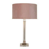 Scarborough Table Lamp- Crystal, Satin Nickel & Pink Velvet - Comet Lighting