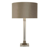 Scarborough Table Lamp-Crystal, Satin Nickel & Taupe Velvet - Comet Lighting