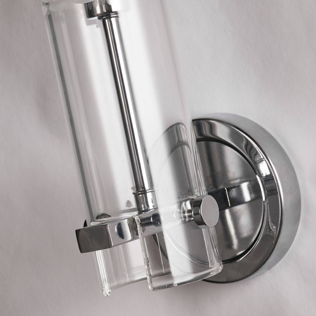 Scope Bathroom Wall Light- Chrome Metal & Clear Etched Glass - Comet Lighting