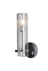 Scope Bathroom Wall Light- Chrome Metal & Clear Etched Glass - Comet Lighting