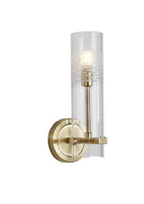 Scope Bathroom Wall Light - Satin Brass & Clear Etched Glass - Comet Lighting