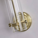 Scope Bathroom Wall Light - Satin Brass & Clear Etched Glass - Comet Lighting