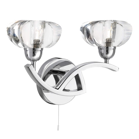 Sculptured Ice II 2Lt Wall Light - Chrome & Glass - Comet Lighting