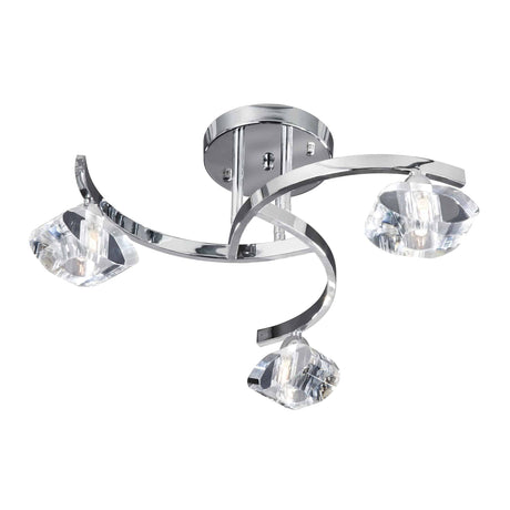 Sculptured Ice II 3Lt Flush - Chrome & Glass - Comet Lighting