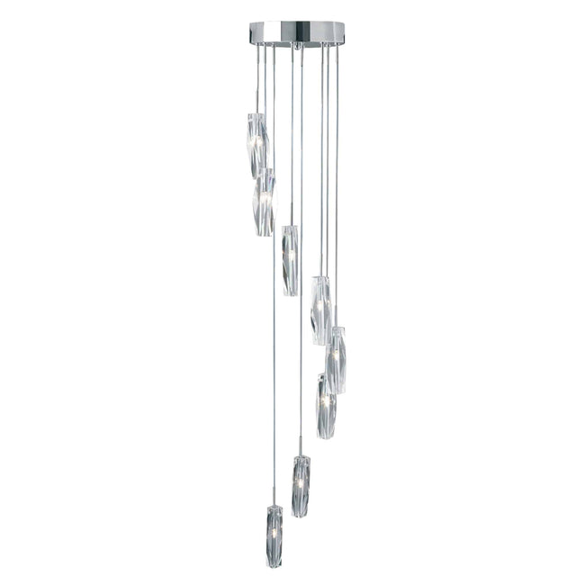 Sculptured Ice Multi-Drop Pendant - Chrome & Glass - Comet Lighting