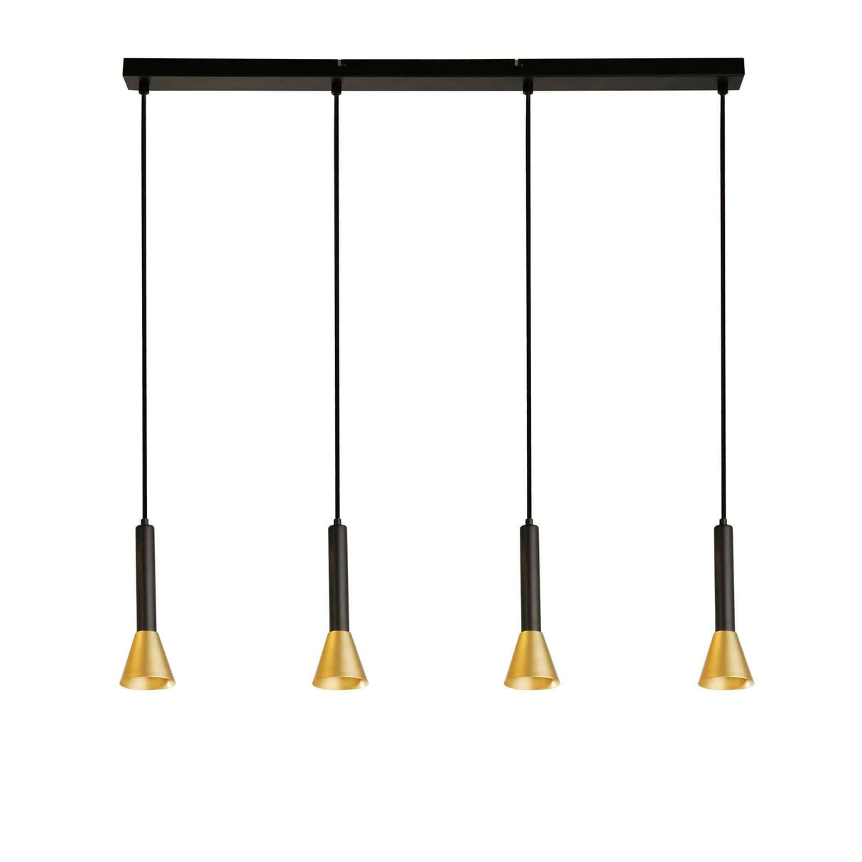 Signal 4Lt Bar Pendant - Black & Gold Metal - Comet Lighting