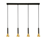 Signal 4Lt Bar Pendant - Black & Gold Metal - Comet Lighting