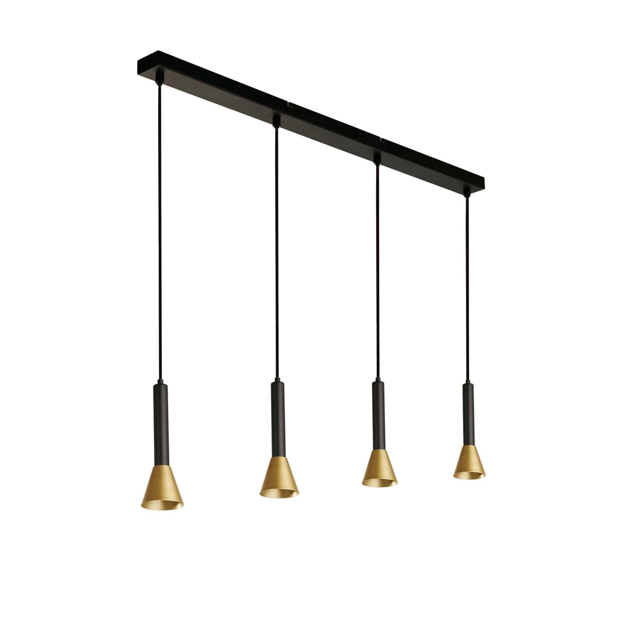 Signal 4Lt Bar Pendant - Black & Gold Metal - Comet Lighting