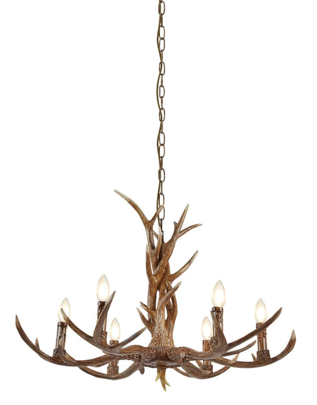 Stag 6Lt Pendant - Brown Resin - Comet Lighting