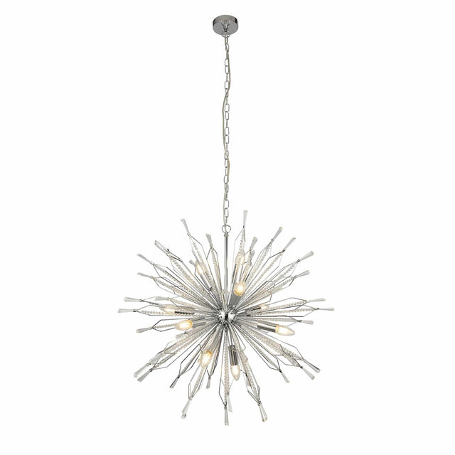 Starburst 10Lt Ceiling Pendant - Chrome & Glass - Comet Lighting