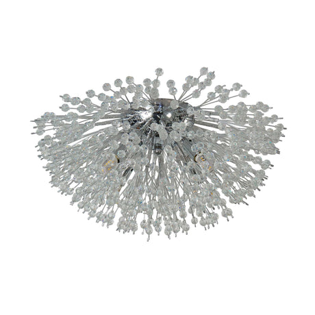 Sunburst 4Lt Flush - Chrome Metal & Glass Beads - Comet Lighting