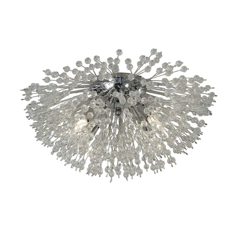 Sunburst 4Lt Flush - Chrome Metal & Glass Beads - Comet Lighting