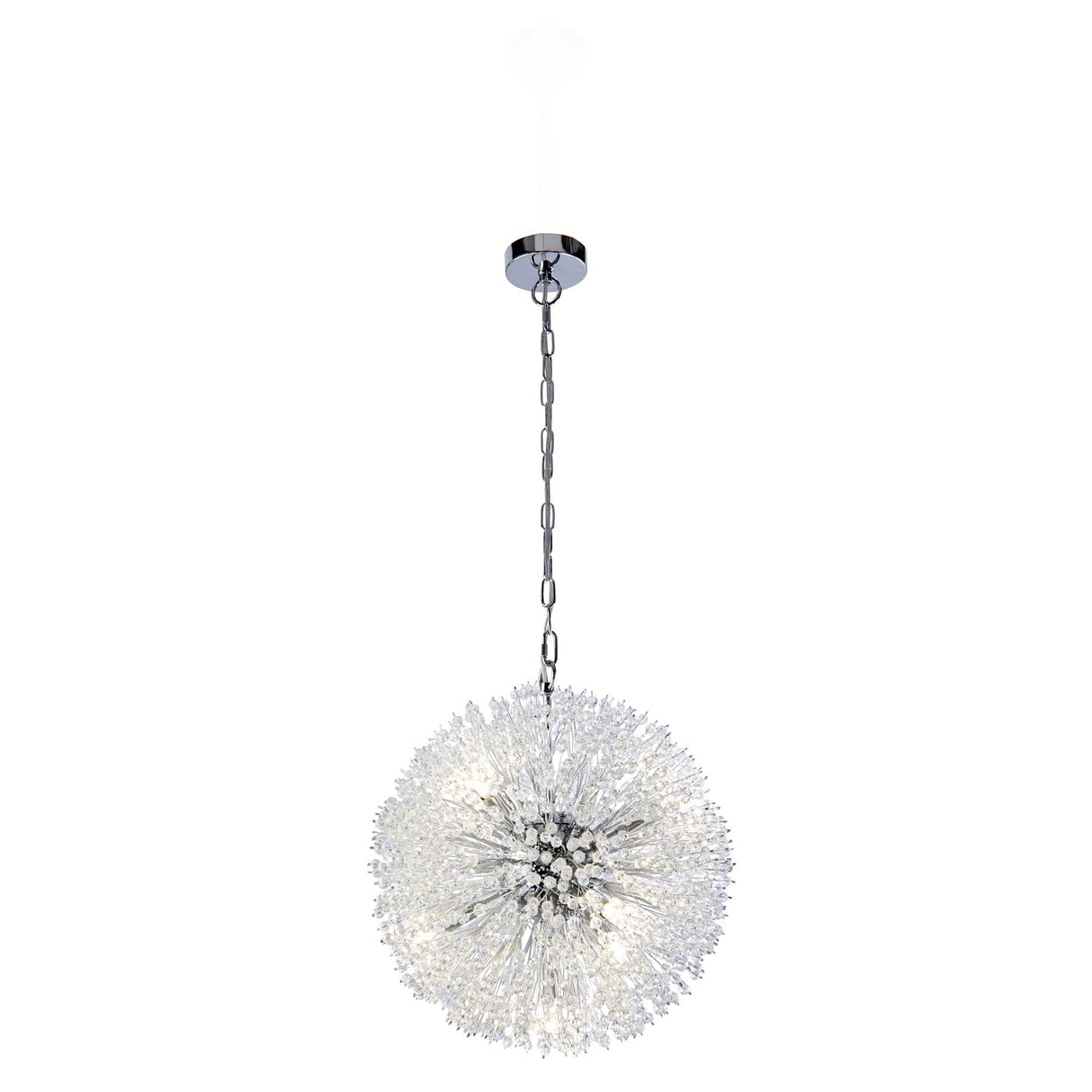 Sunburst 7Lt Pendant - Chrome Metal & Glass Beads - Comet Lighting