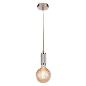Suspension Cable - Satin Silver Metal & Grey Braided Cable - Comet Lighting
