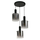 Sweden 3Lt Multi-Drop Pendant - Black Metal & Smoked Glass - Comet Lighting